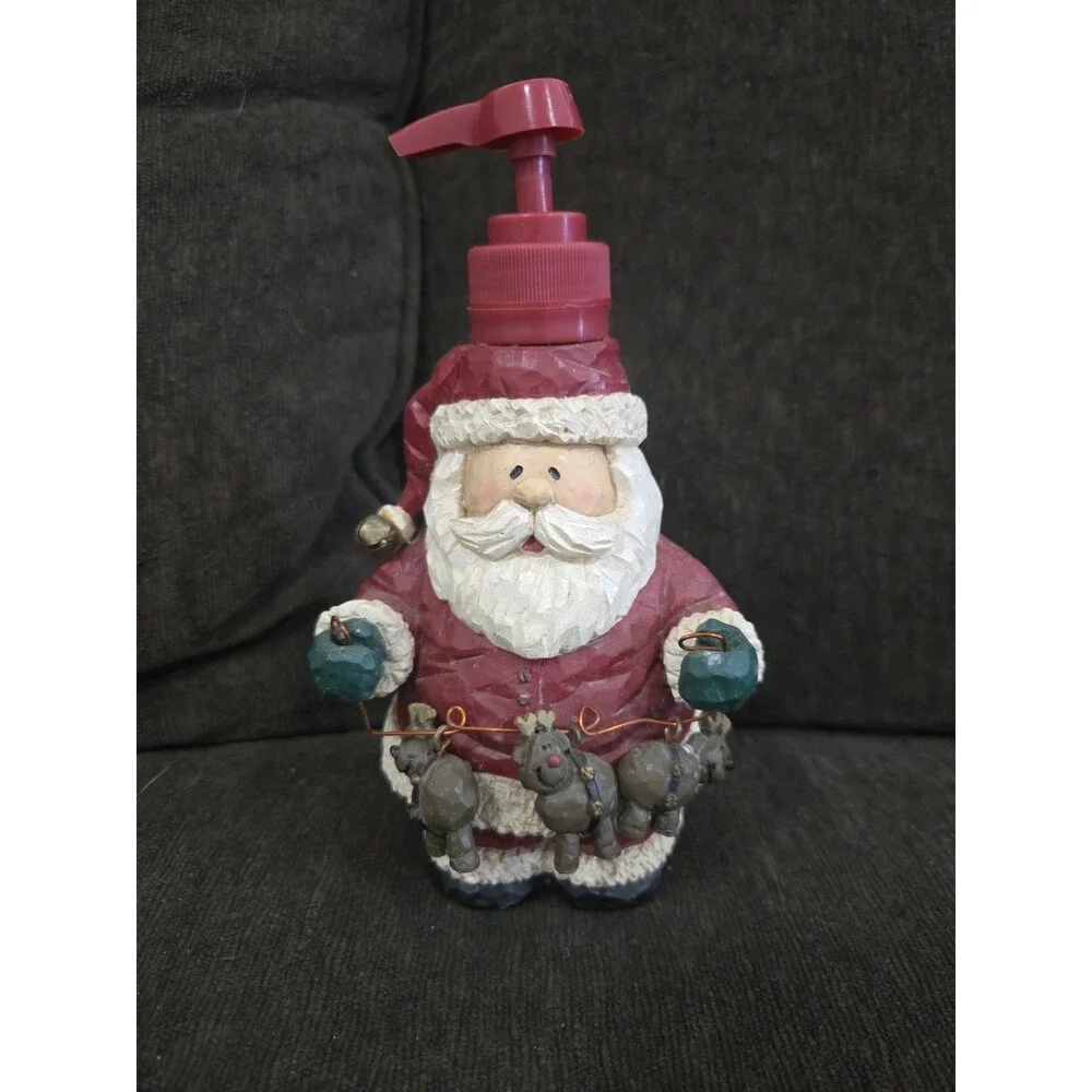 Whimsical Santa Claus Soap Lotion Pump Dispenser Ceramic Christmas Decor